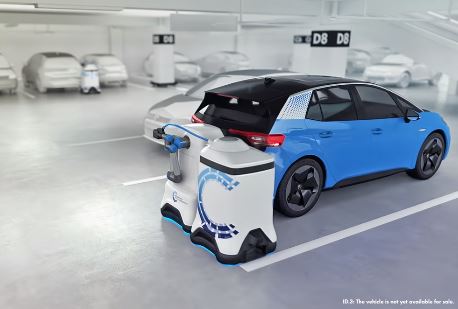 El robot para recarga de vehículos eléctricos de Volkswagen que se puede colocar en cualquier aparcamiento